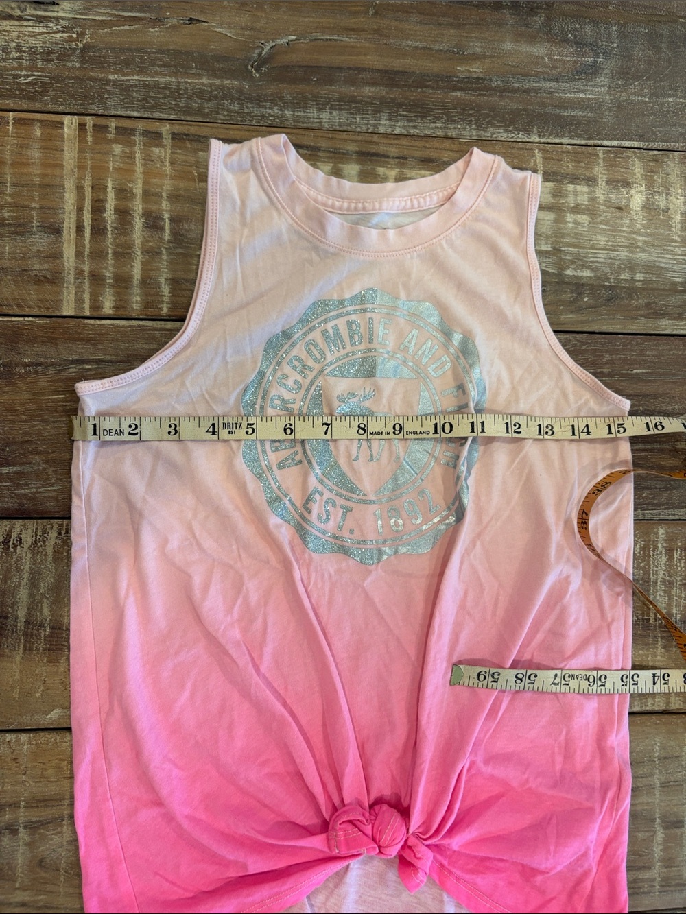 Abercrombie Kids Ombre Logo Tank Top Pink Graphic Girls Size 13/14 - Picture 7 of 8